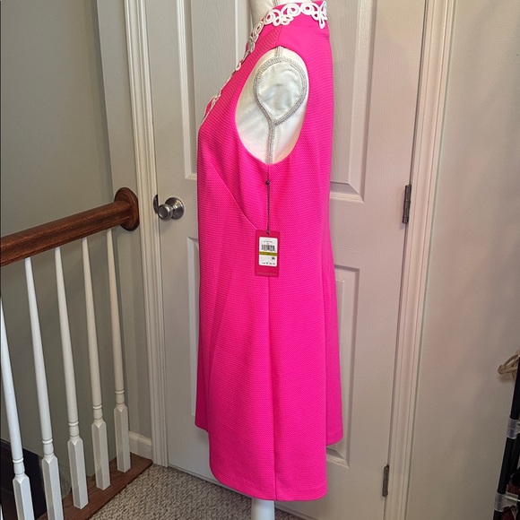 Vince Camuto NWT Appliqué Sleeveless Shift Dress Hot Pink & White Women Size 14 - Picture 7 of 15